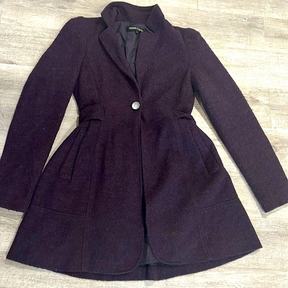 Nanette Lepore purple sparkle wool pea coat jacket Sz 6 - Picture 2 of 9